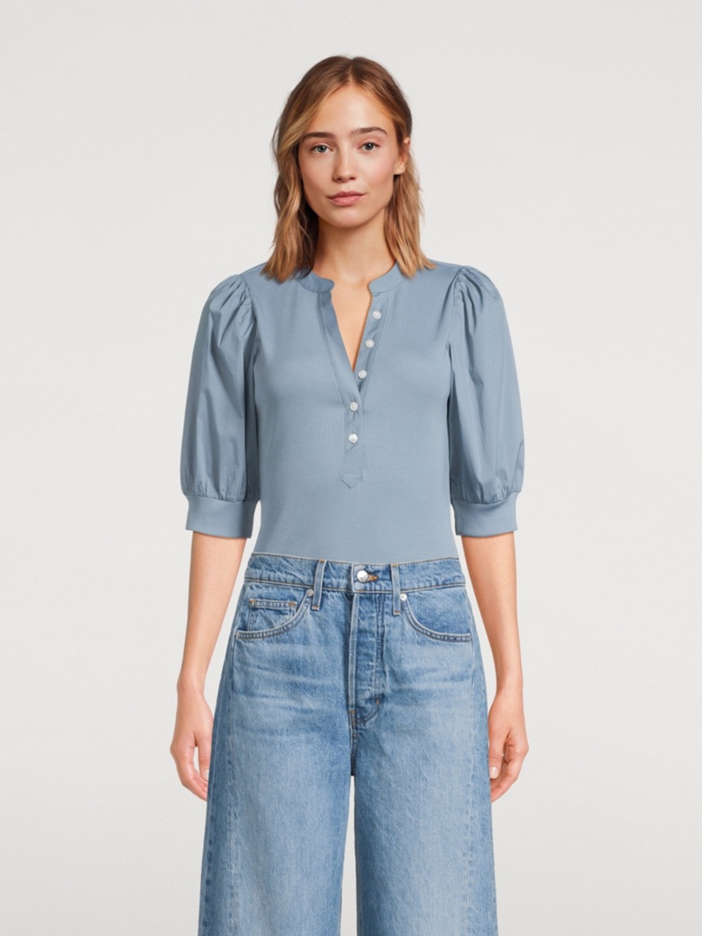 Veronica Beard Coralee Puff-Sleeve T-Shirt, S